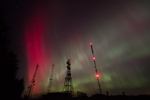 sky night scotland unitedkingdom aurora northernlights borealis transmitter crossofjackstown