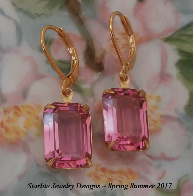 Vintage Pink Crystal Earrings ~ Bridesmaids Earrings Jewelry ~ Weddings Bridal Brides Bridesmaids Earrings Jewelry ~ Pink Swarovski Crystal Earrings