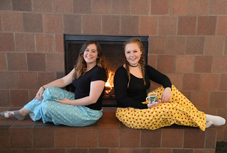 Thu, 02/02/2017 - 14:41 - Two GCC students proudly wearing new pajama bottoms. 