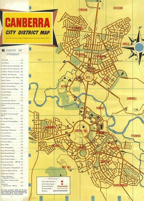 Map of Canberra, mid 1950s