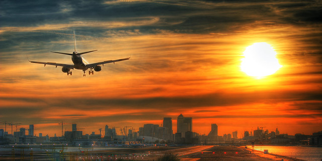 Sunset Arrival at London City Airport