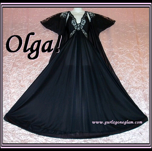 Black Olga Nightgown and Peignoir fits sizes small and medium!