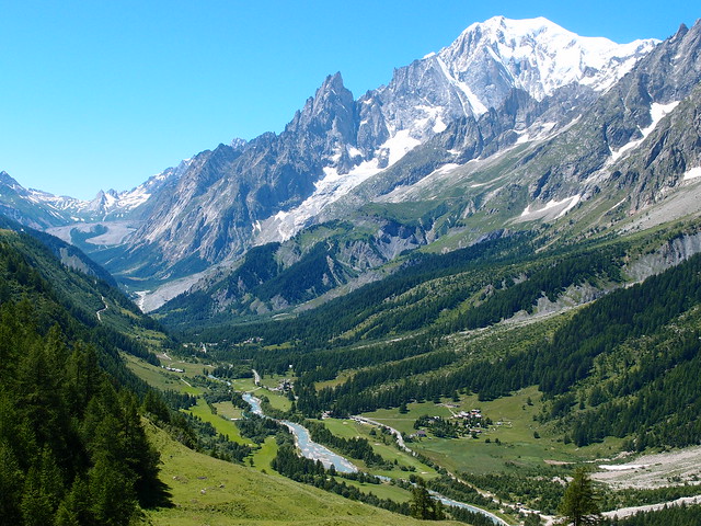 Val Ferret italian part with mont blanc summit