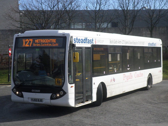 YJ55 BJE Pygalls Coaches Optare Tempo on the X27  to Intu MetroCentre