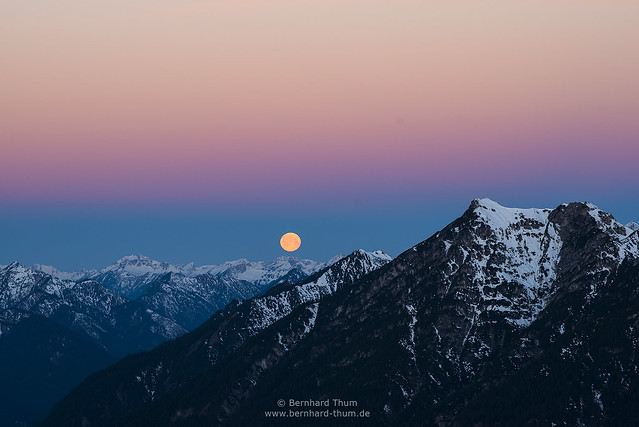 Moonset over Ammergauer Alpen