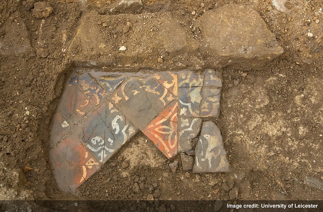 In situ tile floor possibly joining on to the rear wall of the choir near Richard III's grave