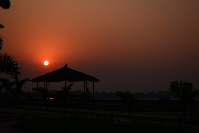 Silhouette Sunset at sukhna lake