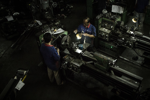 Turning shop in Solo, Indonesia.