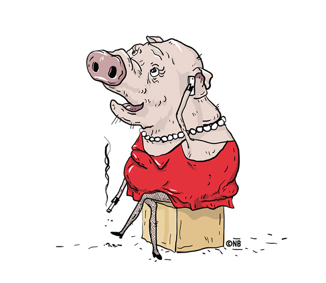 Miss Piggy (Lady in red)