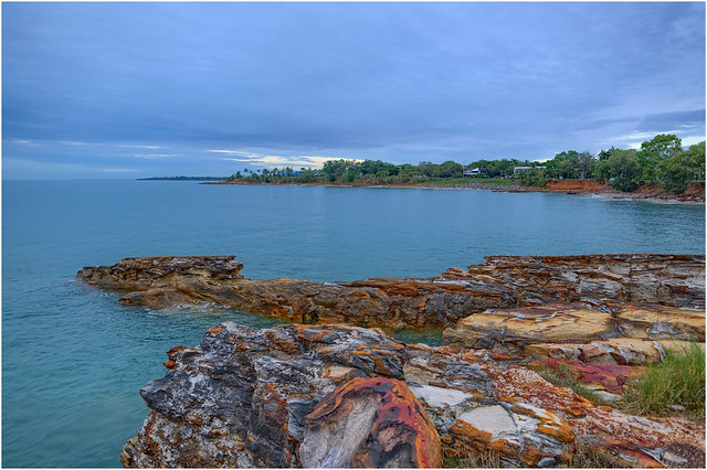 Nightcliff Bay on a spring high tide - overcast sunset from the edges of Cyclone Frances - SNS HDR (5 bracketed JPEG images)