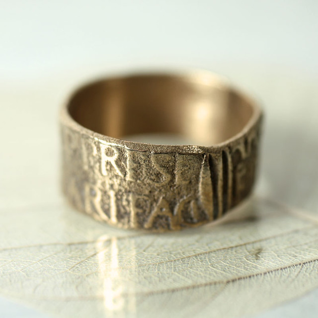 Ancient Roman Script Bronze Ring
