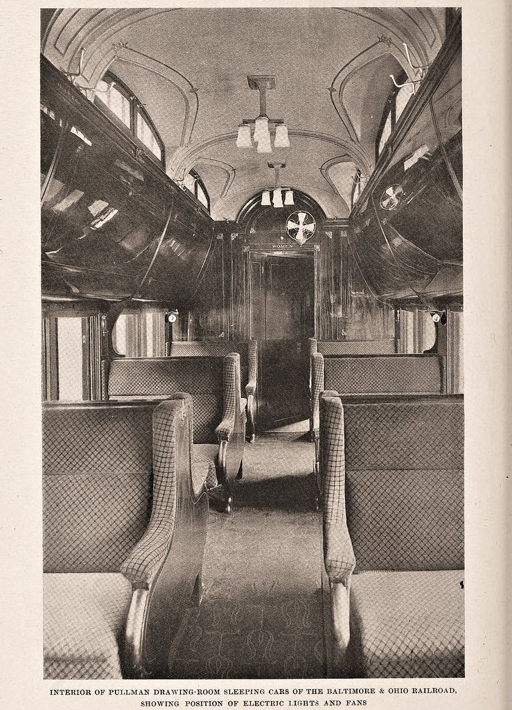 Interior Of Pullman Car On The B O Rr Equipped With Electr