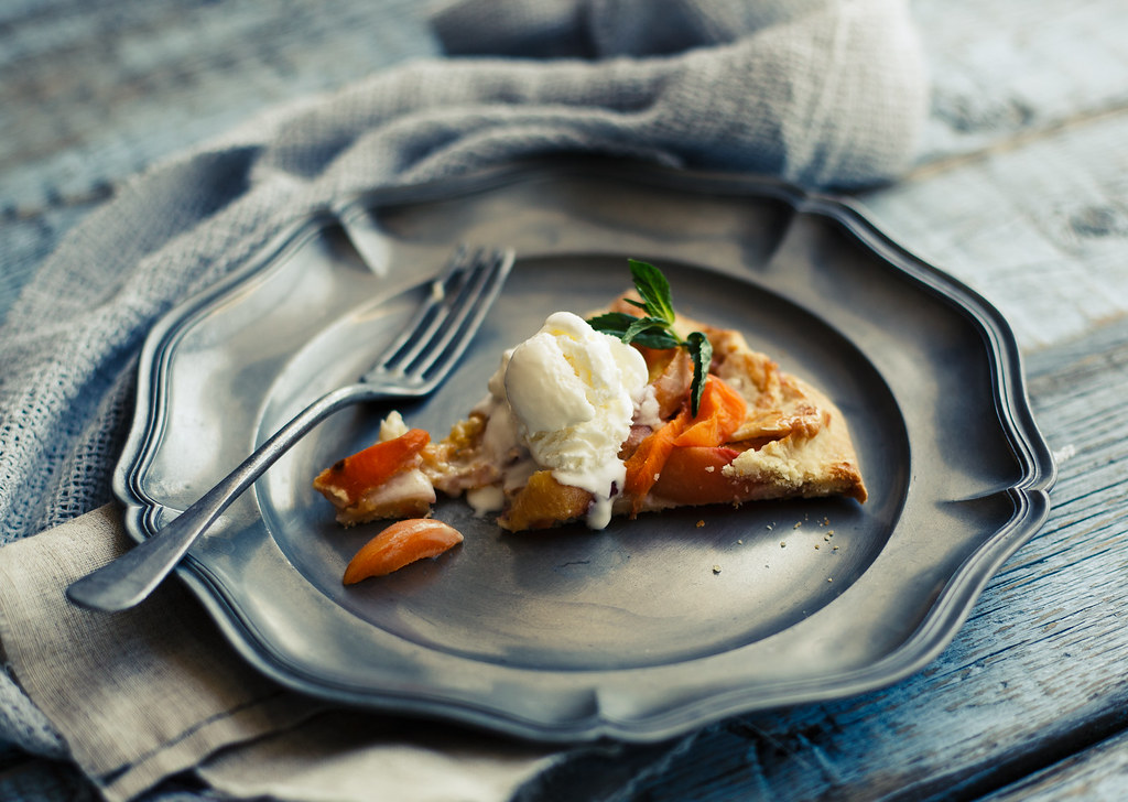 Country morning: apricot & peach galette with vanilla ice cream