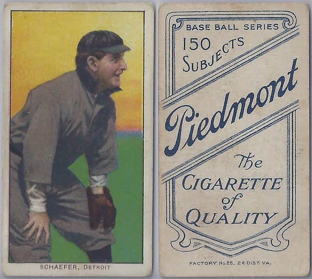 1909-11 / T206 White Border - GERMANY SCHAEFER (Infielder) - Detroit Tigers (Raw) (1909 / Piedmont 150 Back) Tobacco / Cigarette Baseball Card (#410) 