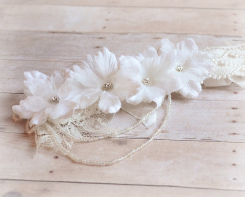 Wedding garter, lace garter, flower garter, vintage bridal… | Flickr
