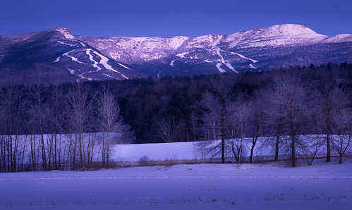 moon moonlight early morning night stowe vt vermont mount mansfield snow winter trees rime ice pretty glow
