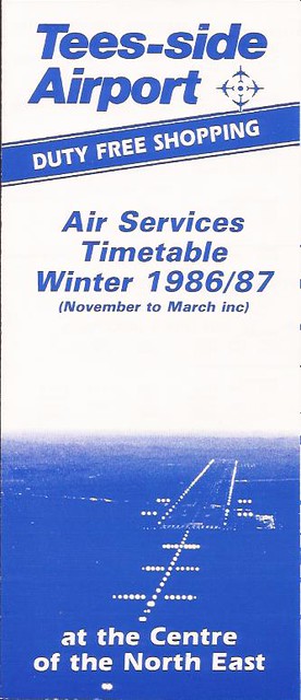 Tees-side Airport (MME) Timetable - November, 1986