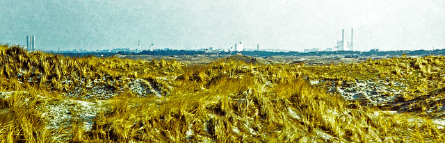 Esbjerg, as seen from Nordby (Fanø) with the Fanø Bugt in between (1977)