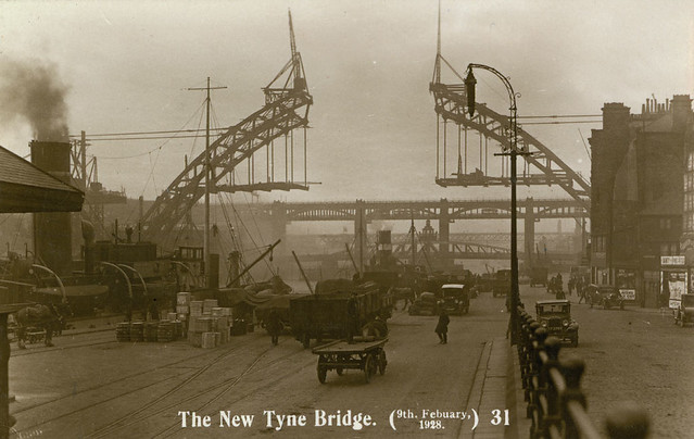 The Tyne Bridge under construction