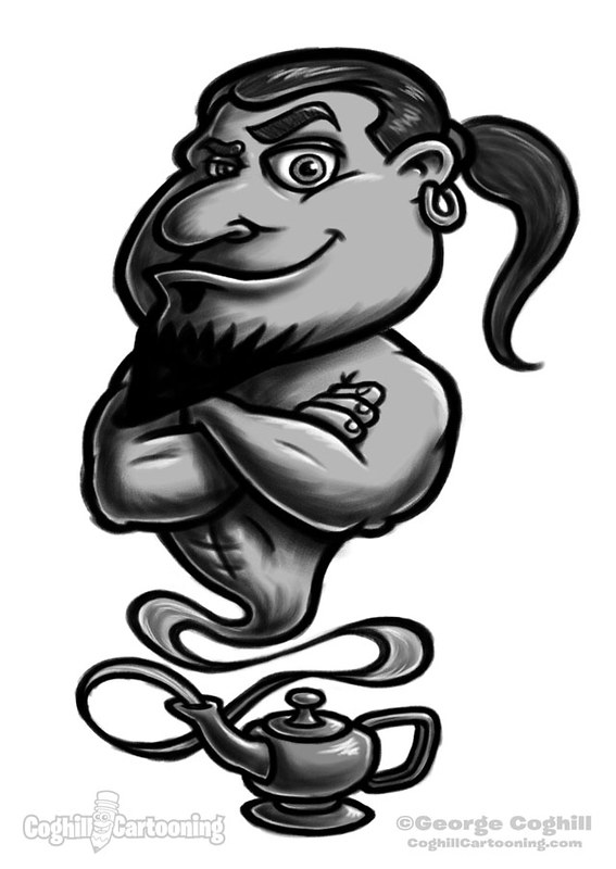 Genie In Lamp Cartoon Character Sketch | Coghill Cartooning | Flickr