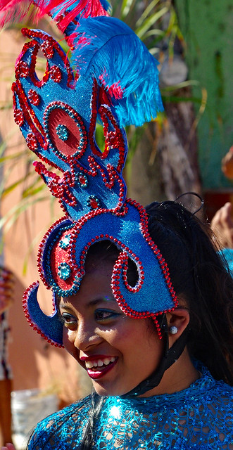 Carnival dancer on a street of Sisal, Mexico.