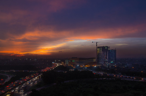 sunset building cityscape traffic bluehour nikon indonesia bekasi d7000 paysage