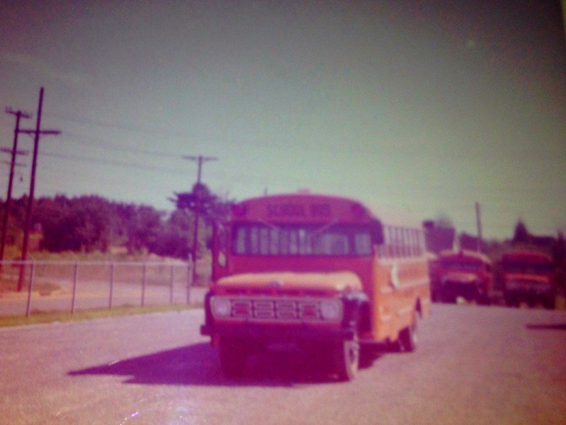 THOMAS BUILT BUS, 1964 Ford, NC School Bus. Omaha Orange.  Digitized from Print.