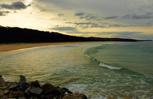 sunset beach water waves narooma