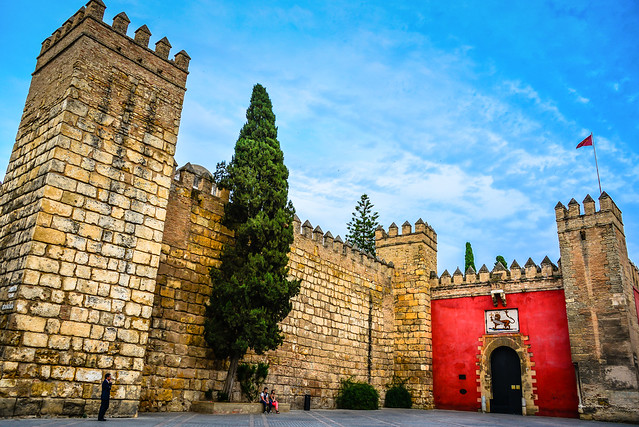 The Walls and Lion Gate of Alcázar of Sevilla - Seville Spain