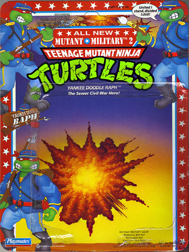 "MUTANT MILITARY 2" TEENAGE MUTANT NINJA TURTLES ::  YANKEE DOODLE RAPH ..card backer i (( 1992 )) by tOkKa