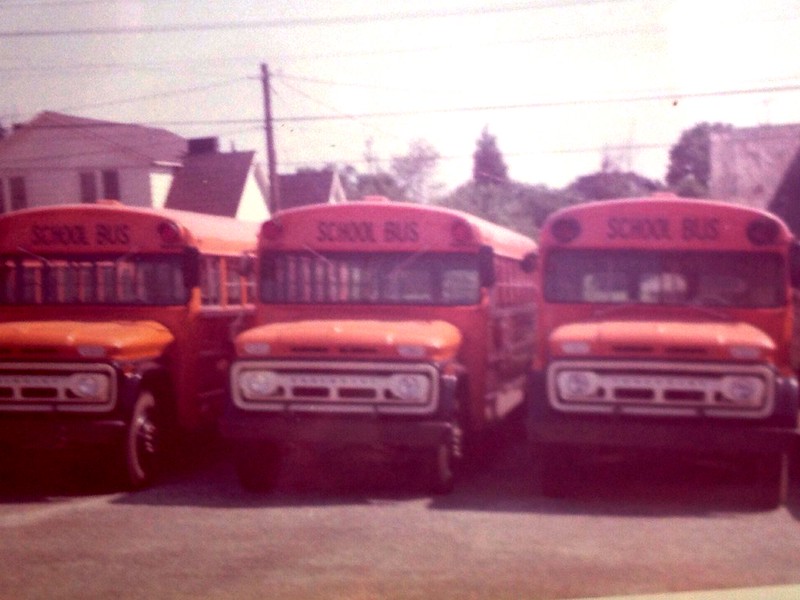 1963 Thomas Built Buses in Chevrolet chassis in Statesville, NC. Digitized from print. #1963 #schoolbus #thomasbuiltbus #chevrolet #iredellcountync #vintageschoolbus #vintagetrucks