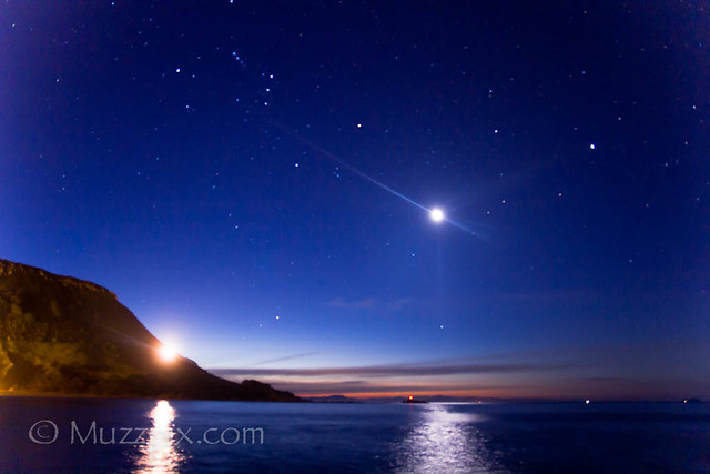 Stars , moon and a sunset at the Mount ...