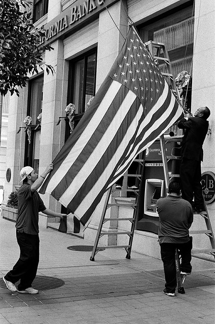 Raising the flag