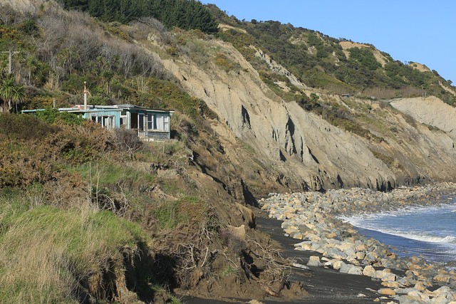 Abandoned Bach Severe Coastal Erosion Palliser Bay Wairarapa New Zealand