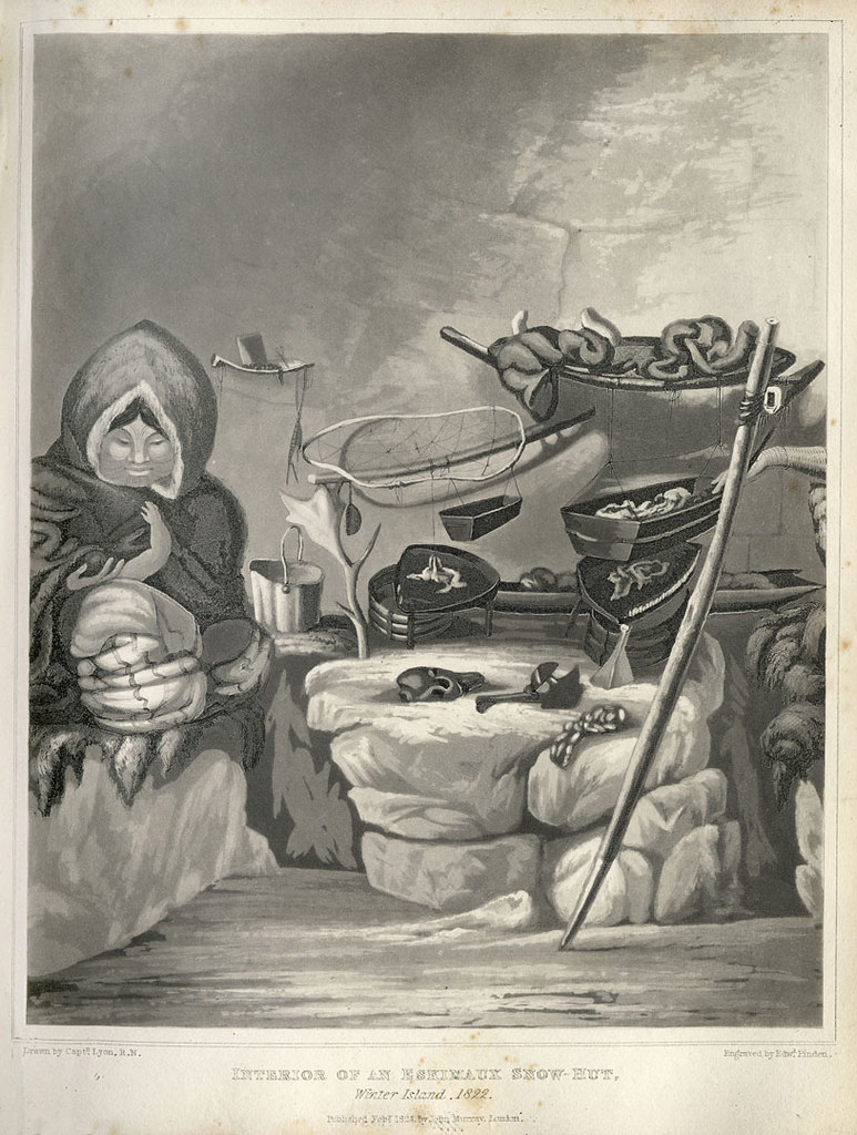 Интерьер эскимосского снега — хижина, Зимний остров (1822)