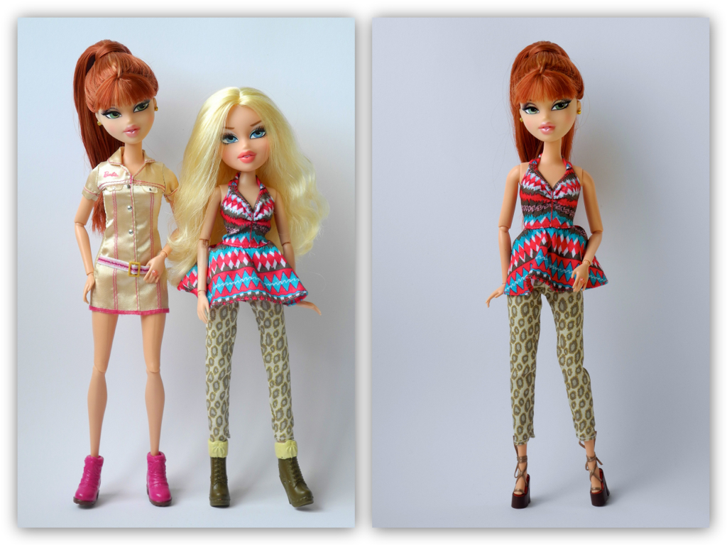 comparison Bratz/barbie hybrid vs. Bratz taller body original.