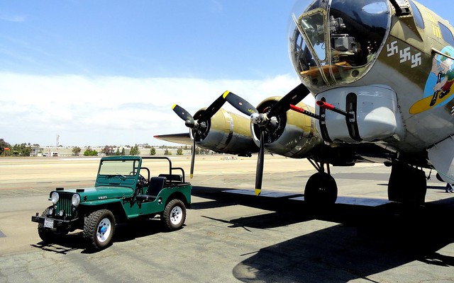 Boeing B-17 and Willys CJ-3A Jeep