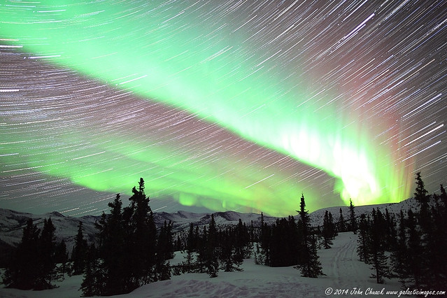 Aurora Borealis & Star Trails In Alaska on 03-25-2014