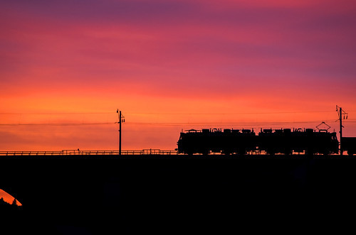 sunset sky color night train