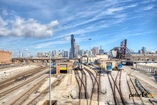 Chicago Skyline from the 18th Street Bridge over the Amtrak Rail Yard