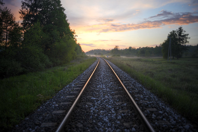 railway into the sunset