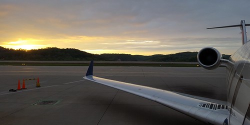 Sunset by CaptainDFW, CRJ-200 at Charleston, W.V. (CRW)canadair crj airplane airliner wing tail engine ramp tarmac charles