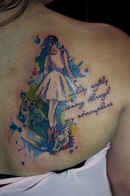 watercolor ballerina tattoo