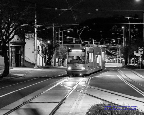 Here Comes the Morning Streetcar in Black & White