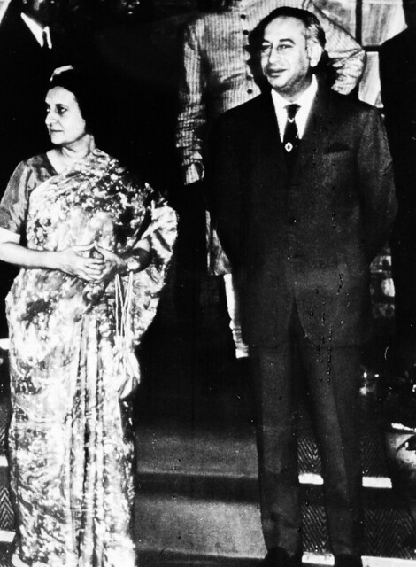 Z A Bhutto with Indira Gandhi in Simla, 1972