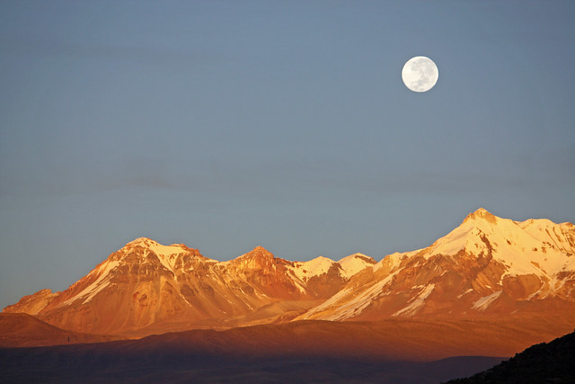 1. Sunrise View Of Full Moon Over Nevado Hualca Hualca 6025 m From Hotel Mamayacchi, Coporaque, Peru