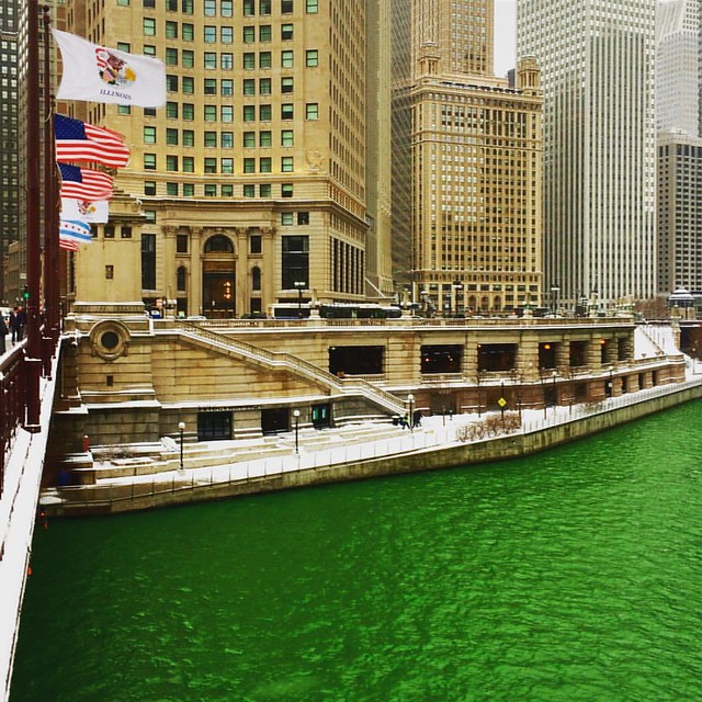 Chicago River is still green.