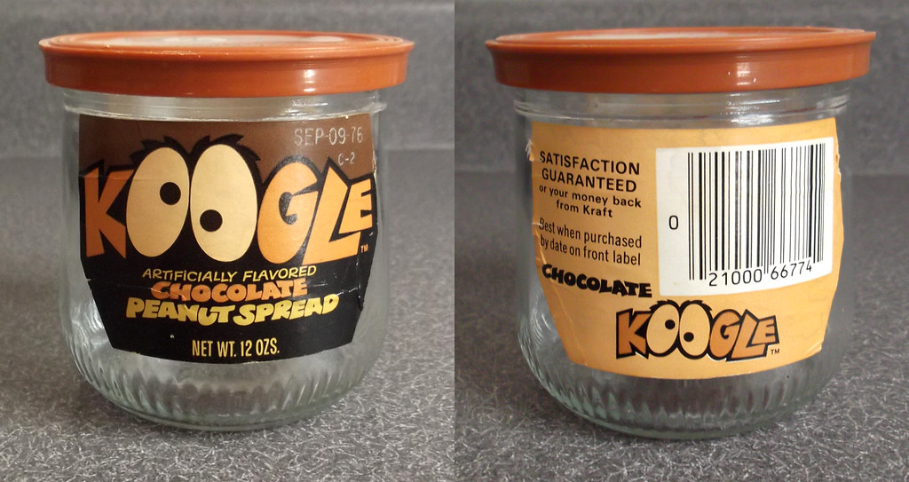 Vintage 1976 Kraft KOOGLE Chocolate Peanut Spread Jar