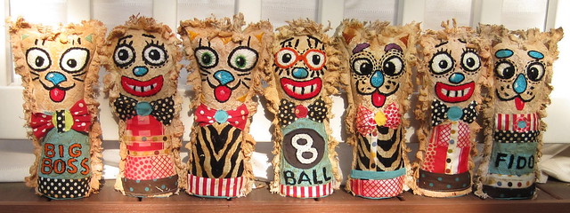 Hand Embroidered Carnival Knockdown dolls and Circus Punks