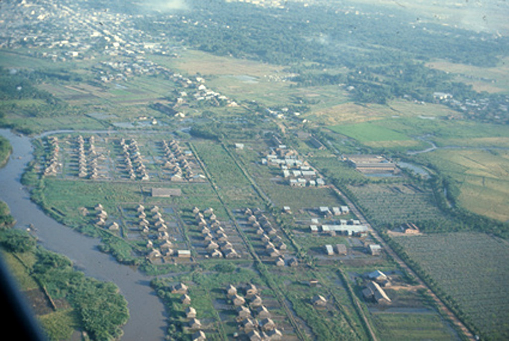 1966 - Aerial view of Vietnamese town